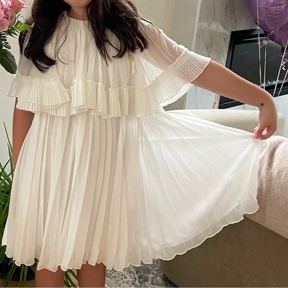 CHLOE girls chiffon pleated dress size 10 - Picture 1 of 7